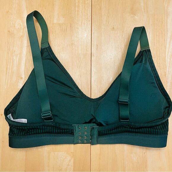 Aerie Striped Mesh Scoop Bralette Dark Sycamore Green - Picture 3 of 4